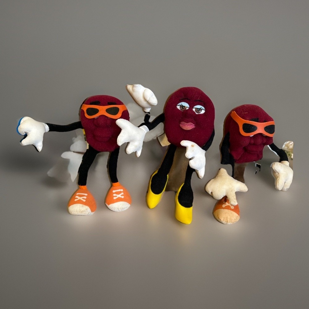 Vintage 1998 California Raisins plush poseable set Applause Hardees lot of 3